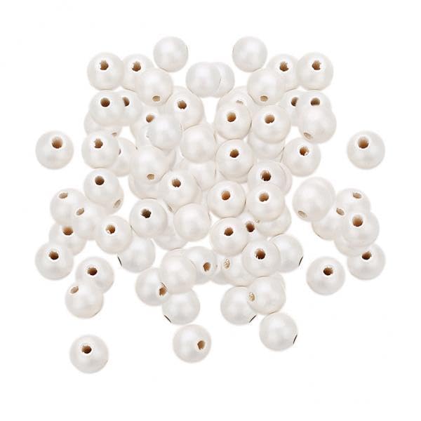 SNAPPSY 5x100 Pieces Pearl White Painted Wooden Beads Spacer Beads Jewelry Making 8mm-image-6
