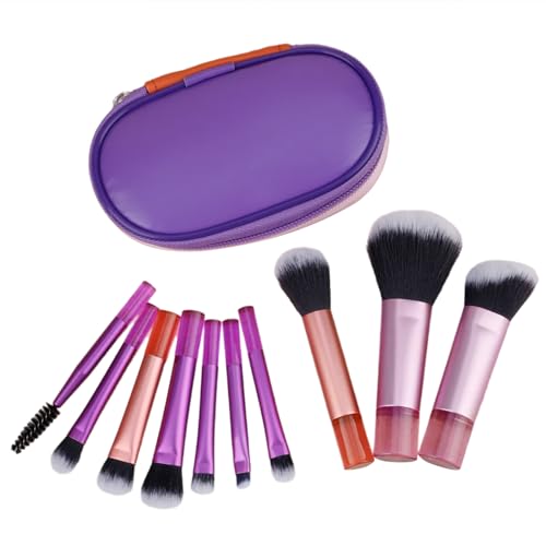 Juego de 10 brochas de maquillaje, correctores de colorete, brochas de ojos, brochas de fibra sintética, juego de brochas de cejas para mujer, kit completo