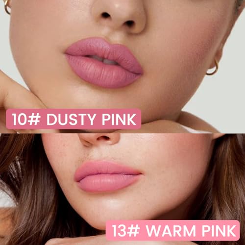Image of 2Pcs Longwear Liquid Lip Liner Stain Marker Pen Set Long Lasting Waterproof, Dusty Warm Pink Matte Semi Permanent 24 Hour Lip Liner and Lipstick Combo, Color Stay Lipliner All Day, Lips Stain peel off