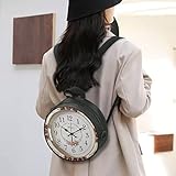Sannovo Women Novelty Round Clock Shape Zippered Clock Purses for Women Tote Handbag Shoulder Bag, Gift for Mom Girlfriend, 10-clock With Rose-off White, L - Image 4