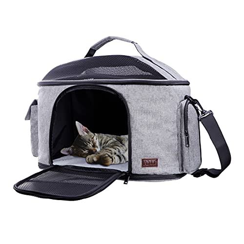 AMJ Cat Carrier Dog Carrier Airline Approved, Pet Carrier Portable Collapsible with Top Mesh Window, Travel Puppy Carrier for Medium Small Dog Cat of 11Lbs Large