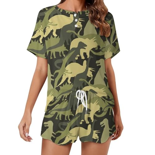 Pyjama dinosaure camouflage vert idéal pour vos soirées cocooning et nuits d'été