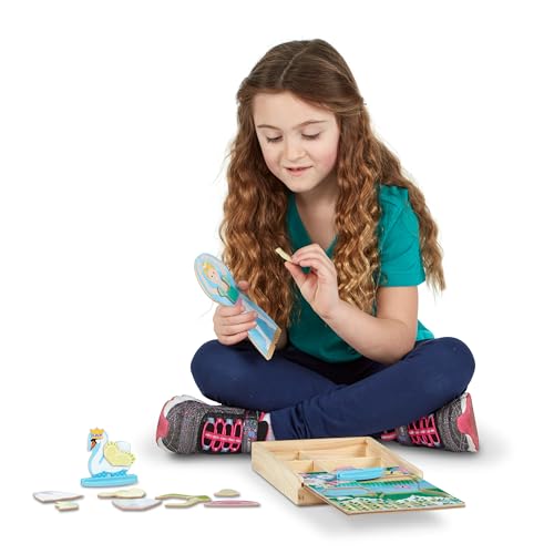 Melissa & Doug Ballerina And Fairy Magnetic Dress-Up Double-Sided Wooden Doll And Swan Pretend Play Set (52 pcs) - image 3