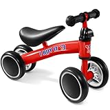 I BUY IT Kinder Laufrad ab 1 Jahr, Baby Lauflernrad Ohne Pedale für 10–24 Monate, Balance Bike Erstes Fahrrad mit 4 Räder Verstellbarer Lenker, Laufräder mit fur Kleinkind Jungen Mädchen - Rot
