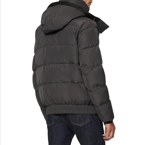 Image of Andrew Marc Men's Short Quilted Inner Bib Attached Down Fill Phoenix Down Bomber Hybrid