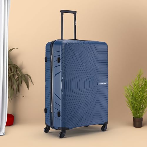 Image of Stony Brook Nasher Miles Crescent 75 Cm 28 Inch Polypropylene Hard-Sided 4 Wheels Spinner Check-in Luggage Trolley Bag (Navy Blue)