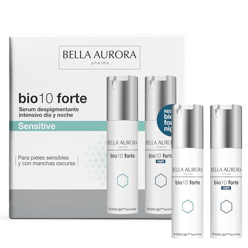 BELLA AURORA - Pack Bio 10 Forte Sensitive 30 ml + Night 30 ml, Tratamiento Despigmentante Intensivo, 2 Sérums Antimanchas, para Pieles Sensible, Potencia Regeneración Nocturna, Tecnología B-CORE221