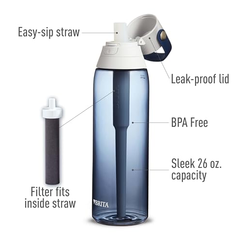 Brita Insulated Filtered Water Bottle with Straw, Reusable, BPA Free Plastic, Night Sky, 26 Ounce by BRITA - Image 3