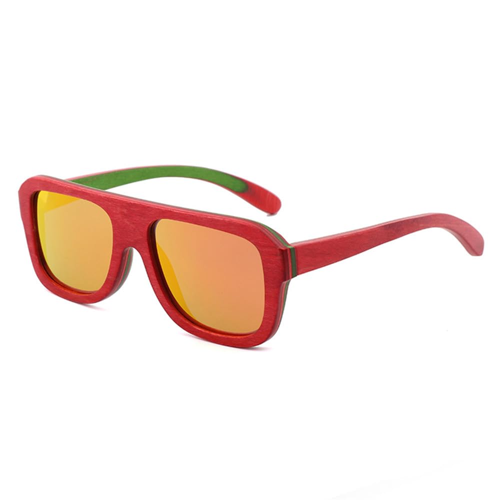 Gafas de sol vintage de madera de patineta natural con montura real, polarizadas, UV400, modernas para conducir coches.