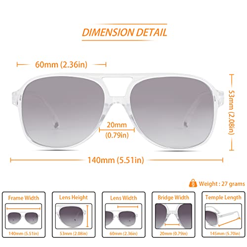 Image of Freckles Mark Vintage Retro 70s Sunglasses for Women Men Classic Large Square Aviator Trendy Glasses