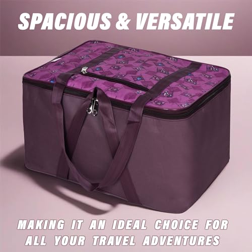Image of Kuber Industries Storage Bag | Clothes Storage Attachi Bag | Underbed Storage Bag | Zipper Storage Bag | Wardrobe Organizer with Handle | Travel Attachi Bag | Flower Check | S | L | Pack of 2 | Purple