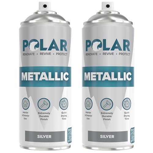 Polar Metallic Silver Spray Paint - 2 x 13.5 Fl Oz | Multi-P...