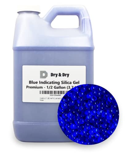Dry & Dry [3.7 Lbs] Blue Premium Indicating Silica Gel Beads(Industry Standard 3-5 Mm) - Reusable Desiccant Beads Silica Gel Desiccant #TOP15