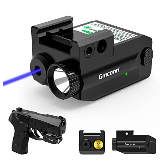 Gmconn Pistol Blue Laser Light Combo USB Rechargeable Gun Light Tactical Flashlight with Strobe Mode Blue Sight for Handgun (Blue Laser)
