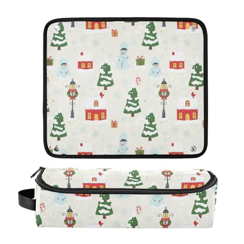 Bolso de viaje para herramientas de pelo GuoChe con tapete resistente al calor patrón pueblo navideño miniatura 3