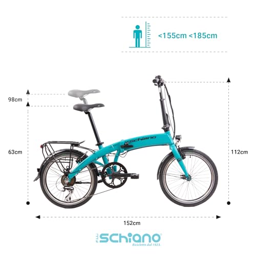 F.lli Schiano Galaxy, E Bike Klappbar 20 Zoll, 36V 10.4Ah Abnehmbarer Akku, Motor 250W 40Nm,...