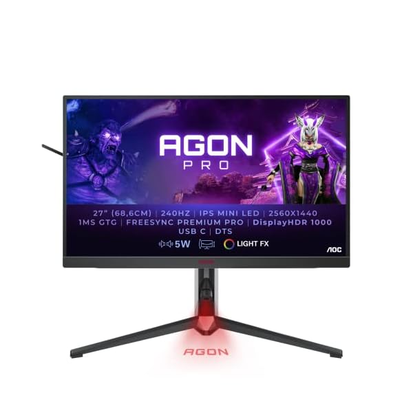 AOC Agon AG274QXM Monitor QHD de 27 Pulgadas, 170Hz, IPS, 1 ms, Mini LED, HDR 1000