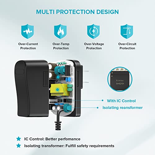 Zozo 10W 5V 2A 2000Ma Switching Ac/Dc Power Adapter Replacement Power Supply Cord Charger Multi Tips For Tablet Webcam Router Toys Recorder Tv Box Usb Hub Bluetooth Speaker And More Dc 5V Devices #TOP1