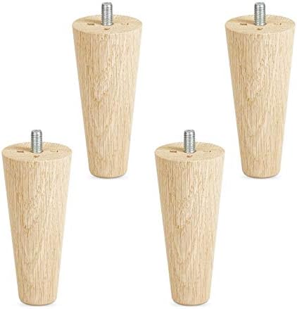 4er Set Tischbeine Eiche Massiv – 335 Mm Hoch, Konisch 60/40 Mm – Mit M10 Gewindestift – Roh/unbehandelt – Ideal Für Couchtische, Beistelltische & Möbel – Von SO-TECH