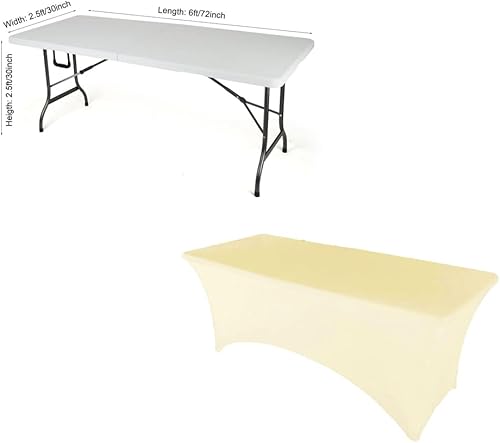Miniatura 8 de Mantel de mesa de elastano elástico rosa de 6 pies para mesa plegable rectangular ajustable