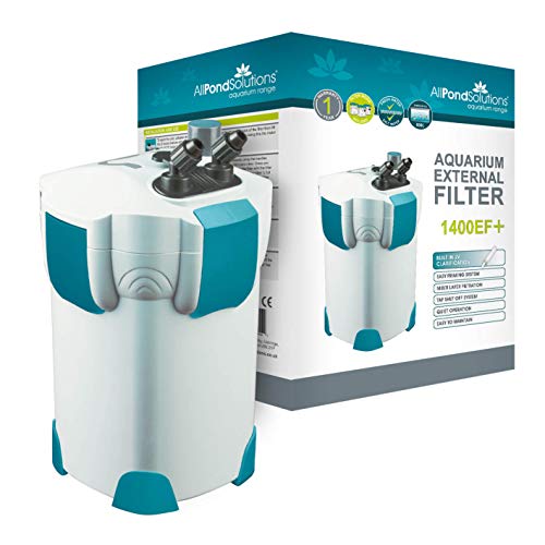 allpondsolutions 1400EF+ Aquarium External Fish Tank Water Filter with 9w UV Steriliser for Coldwater, Tropical or Marine Aquariums, for Tanks Up to 600 Litres Includes Filter Media - Full Kit