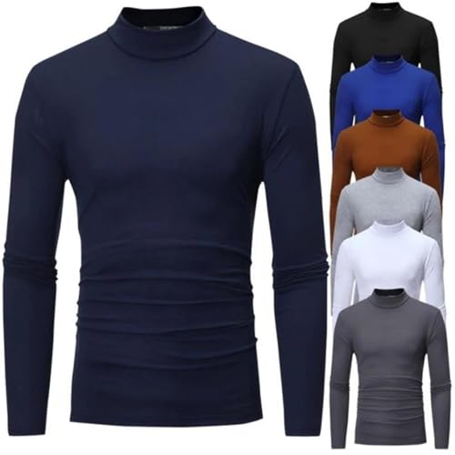 Turtleneck Men Knitting Base Turtleneck for Men Solid Color Elastic Thin Pullover2