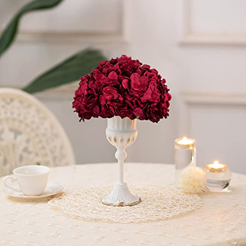 Blosmon Hydrangea Artificial Flowers Ball Centerpieces 2 Pcs Burgundy Fake Flowers Silk Hydrangea Flower Balls Faux Hydrangeas Floral Arrangements Bouquet For Wedding Home Room Table Decoration #TOP6