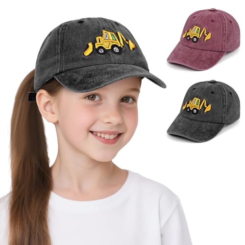 BSBUY Unisex Kinder Basecap Trucker Cap Baseball Cap Hut Einstellbare Kappe Sommer Mütze Traktor Caps Jungen Bagger Sonnenhüte Baseballkappe Hüte Kinder Schirmmütze für Outdoor Running Reisen(Schwarz)