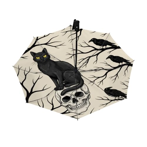 Parapluie inversé automatique chat noir compact et coupe-vent pour femme