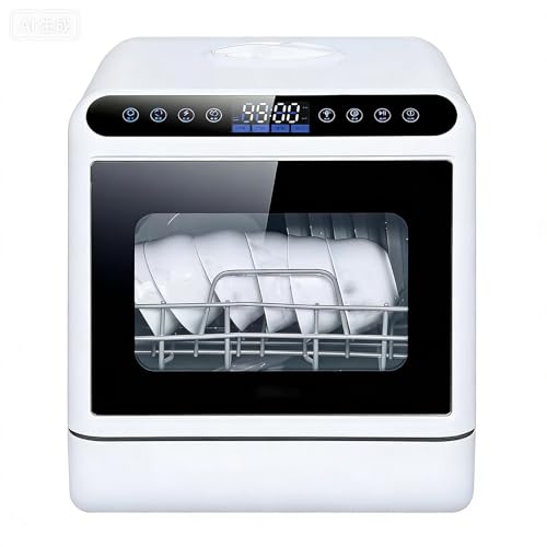 Lavavajillas de encimera, mini lavavajillas portátil con tanque de agua integrado, 4 programas de lavado para el hogar y RV, ideal para platos, cristalería y productos para bebés