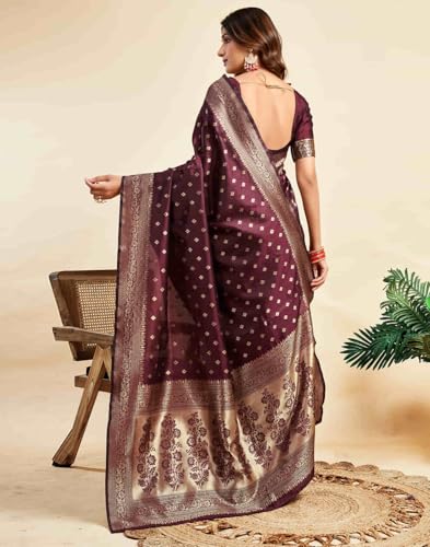 Image of C J Enterprise Women's Banarasi Saree Pure Kanjivaram Style Silk Saree With Blouse Piece for Wedding (Pari-160)