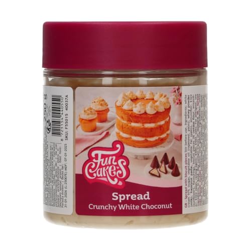 FunCakes Untable Choconut Blanco Crujiente: Dulce, Cremosa y Súper Versátil: Adecuada para Tartas, Cupcakes, Galletas, Croissants, Macarons, Tortitas, Chocolate y Helado - 250g