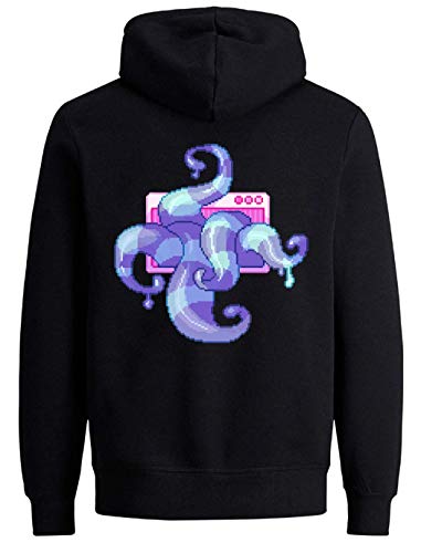 Sweat 8Bit Pixelated Tentacles Capuche Pull Geek Vintage Confortable Homme Femme