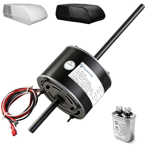 RV Air Conditioner Motor Replaces Fasco D1092 Coleman Mach 1468-306 1468-3069 7184-0156 7184-0432 7855MVA-A11U Y6L457D01L Y6L45C21 RV AC Fan Motor with Capacitor 1/3 HP 115V 1675/1080RPM 2-Speed