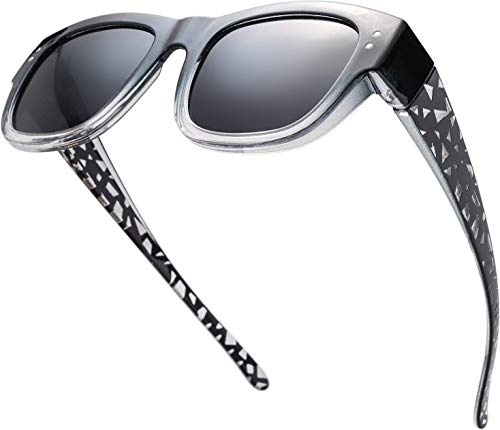 Image of The Fresh High Definition Polarized Wrap Around Shield Sunglasses for Glasses - Leather Eyeglasses Case