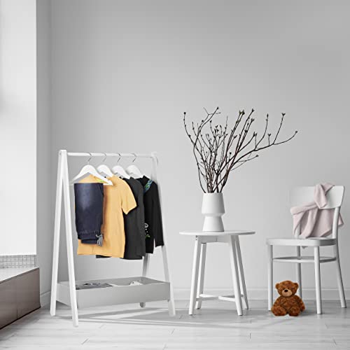 Relaxdays Kinder Kleiderständer, HBT 99 x 63,5 x 42 cm, Kleiderstange & Ablage, Kinderzimmer, Kindergarderobe, weiß-grau