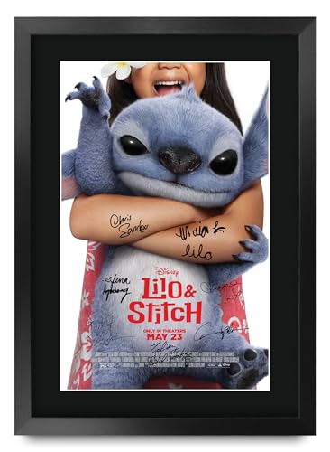 Affiche Lilo & Stitch (2025) encadrée A3 avec autographe imprimé pour fans de cinéma Disney
