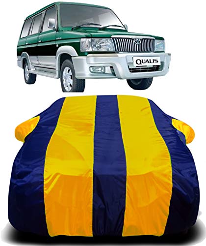 Image of Waterproof Car Cover with Ultra Surface Body Protection (Yellow Stripes) (Toyota Qualis)