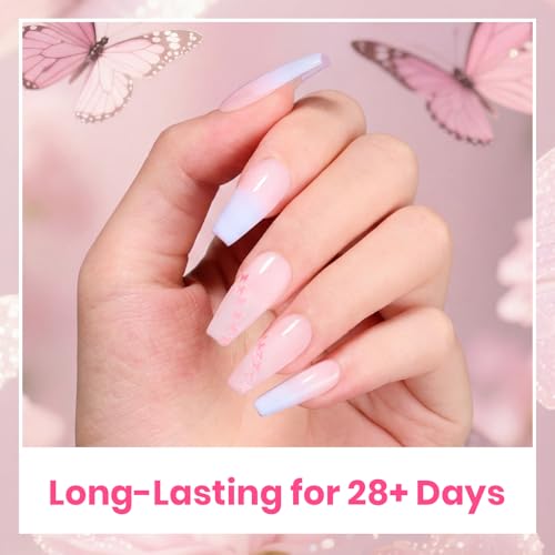 Image of Beetles Pink Butterfly Glitter Gel Top Coat, 15ml No Wipe UV LED