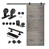 S&Z tophand 36 in. x 84 in. Elephant Gray Barn Door with 6.6FT Sliding Door Hardware Kit, 20 - 42in Stainless Steel Frame Modern Style Barn Door/Sliding Door/Simple Assembly is Required