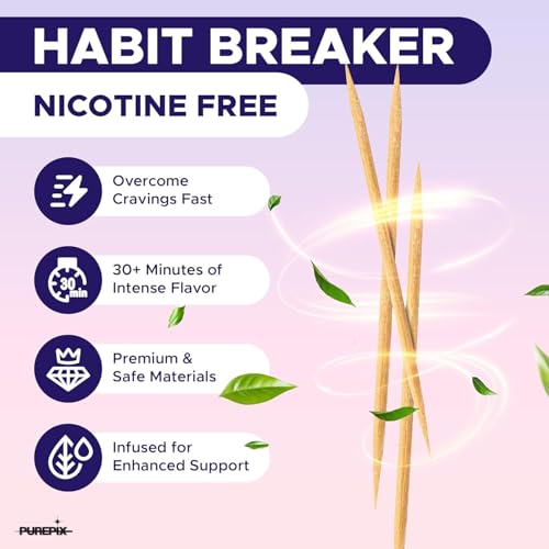 Image of QuitPix to Help Quit Smoking Extra Thick Boosting Flavored Toothpicks with NAC & L-Theanine - That can Help Quit Smoking - Oral Fixation - Nicotine Free(Juicy Peach 3 Pack)