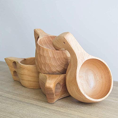 2Pcs Kuksa Wooden Cup,Nordic Style Handmade Kuksa Portable Outdoor Wood Camp Mug,Camping Hiking Survival Teacup,Traditional Wooden Coffee Cup With Wooden Spoon And Leather Lanyard #TOP1