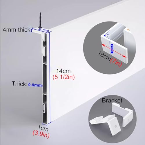 Cantonnière de plafond en métal blanc pour double tringle à rideaux de 5,6 m - 5