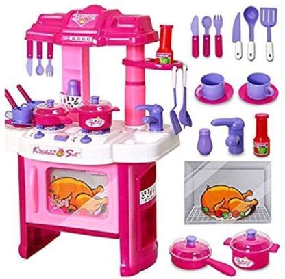 Image of Pink Plastic Kitchen Set for Kids