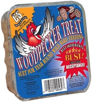 C&S Woodpecker Treat Premium Suet Cakes – Bulk Pack of 24, 11 oz. Suet Cakes – High-Protein Bird Food with Nuts – Suet Blocks for Woodpeckers & Wild Birds – Use in Suet Cages or Platform Feeders