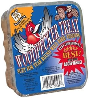 C&S Woodpecker Treat Premium Suet Cakes – Bulk Pack of 24, 11 oz. Suet Cakes – High-Protein Bird Food with Nuts – Suet Blocks for Woodpeckers & Wild Birds – Use in Suet Cages or Platform Feeders