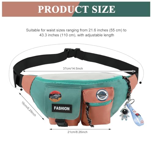 Image of Gustave Waist Bag for Men & Women, Patchwork Lightweight Nylon Chest Bag, Multi Pocket Zippered Fanny Bag, Stylish & Compact Day Pack for Commuting, Travel, Hiking, Riding, Everyday Use