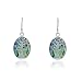 Sterling Silver Natural Turquoise/Abalone/Mother-of-Pearl/Lapis Stone Tree of Life Oval Dangle Earrings