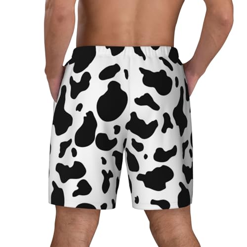 Men's Cow Pattern Print Quick-Dry Mesh Swim Trunks Stretch Lining Beach Shorts Surfing Summer Vacations3