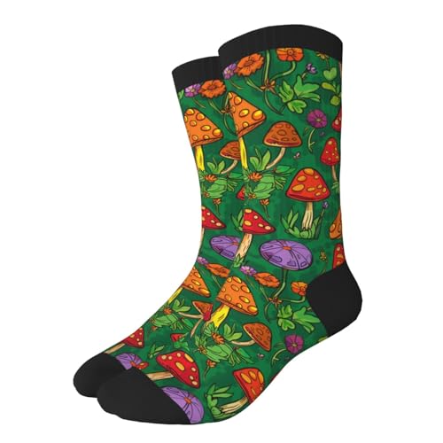 Calcetines A Media Patrón De Setas Coloridas Medias De Tubo Medio Suaves Crew Socks Duraderos Sports Sock Para Gimnasio Deportivos Running 40Cm